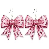 Pink Ribbon Breast Cancer Awareness Dangle Earrings for Women Jewelry