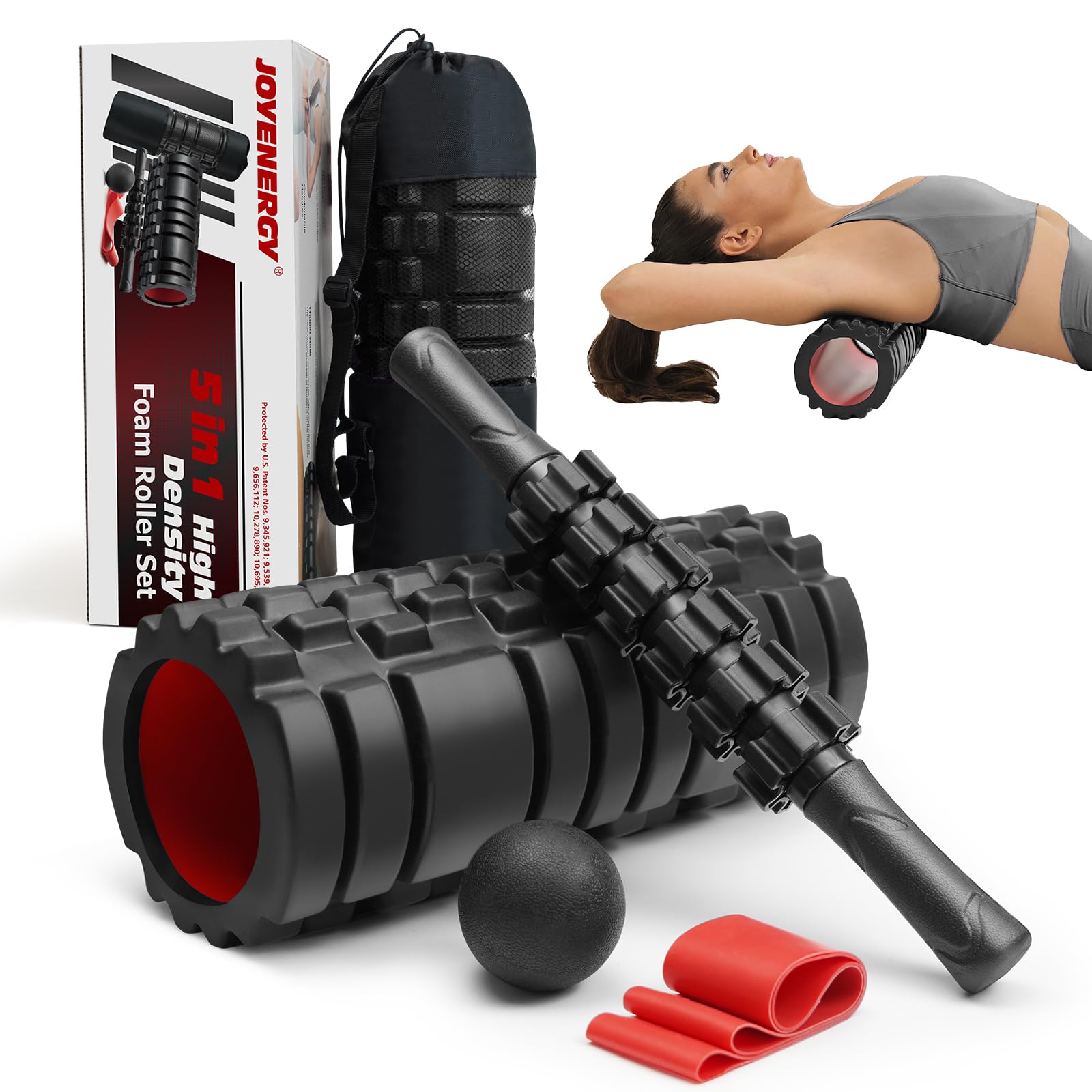 View 1 of *USED*
JOYENERGY 5 in 1 Foam Roller Set High Density Foam Roller Patented, Massage Stick, Massage Ball, Resistance Band for Deep Muscle Massage Pilates Yoga, Fitness for Trigger Point Release