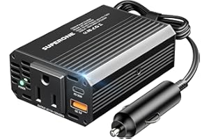 SUPERONE 150W Car Power Inverter DC 12V to 110V/120V AC Car to Outlet Adapter with PD 30W USB C & QC3.0 Fast Charge Car Power Adapter