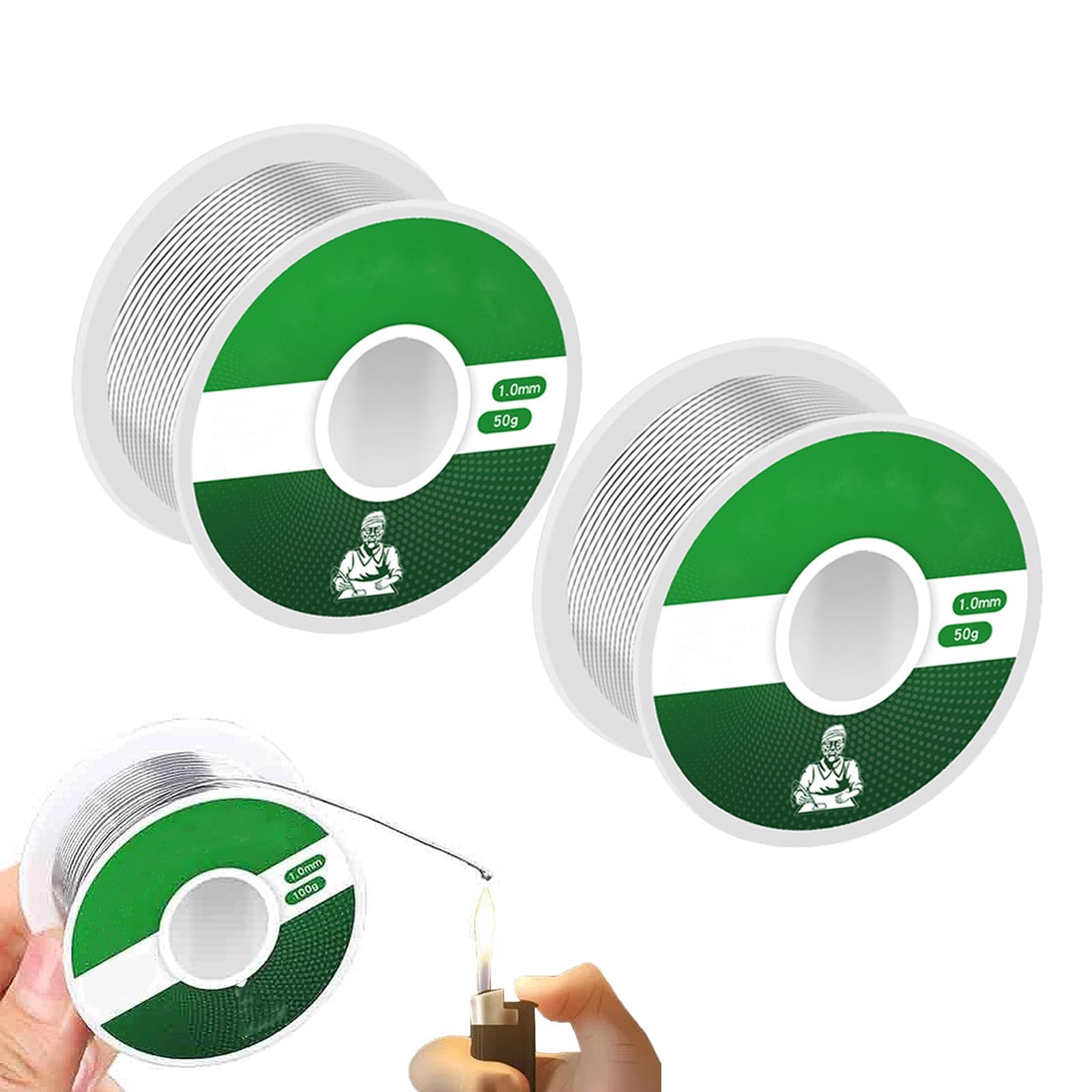 OADAA Aluminum Stainless Steel Lighter Solder Wire, Stainless Steel Soldering Tin Wire, 1.0mm - 2 Roll - 100g