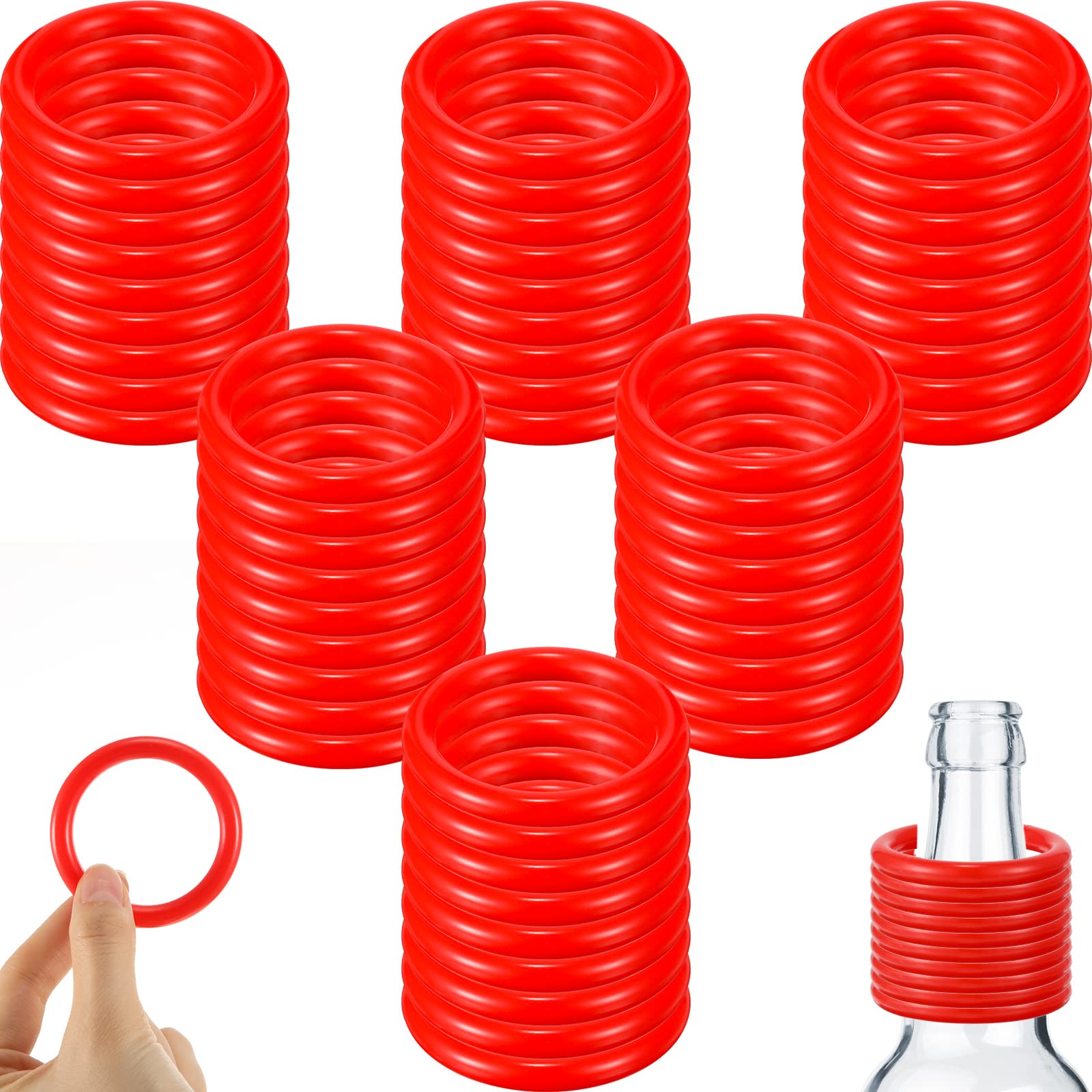 Photo 1 of Civaner 72 Pcs Ring Toss Rings Game Plastic Carnival Ring Toss for Speed Agility Practice, Fun Target Toys Carnival Halloween Party Favors Throw Bottle Sports Yard Family Game(1.5 Inch,Red)