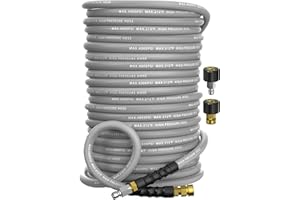 NAVOHEVEN Pressure Washer Hose 200FT 4000 PSI, Kink Resistant Steel Braided Layer & NonMarking Rubber for Hot/Cold Water, High Power Washer Hose With 3/8 Inch Quick Connect & M22 Fitting, Gray