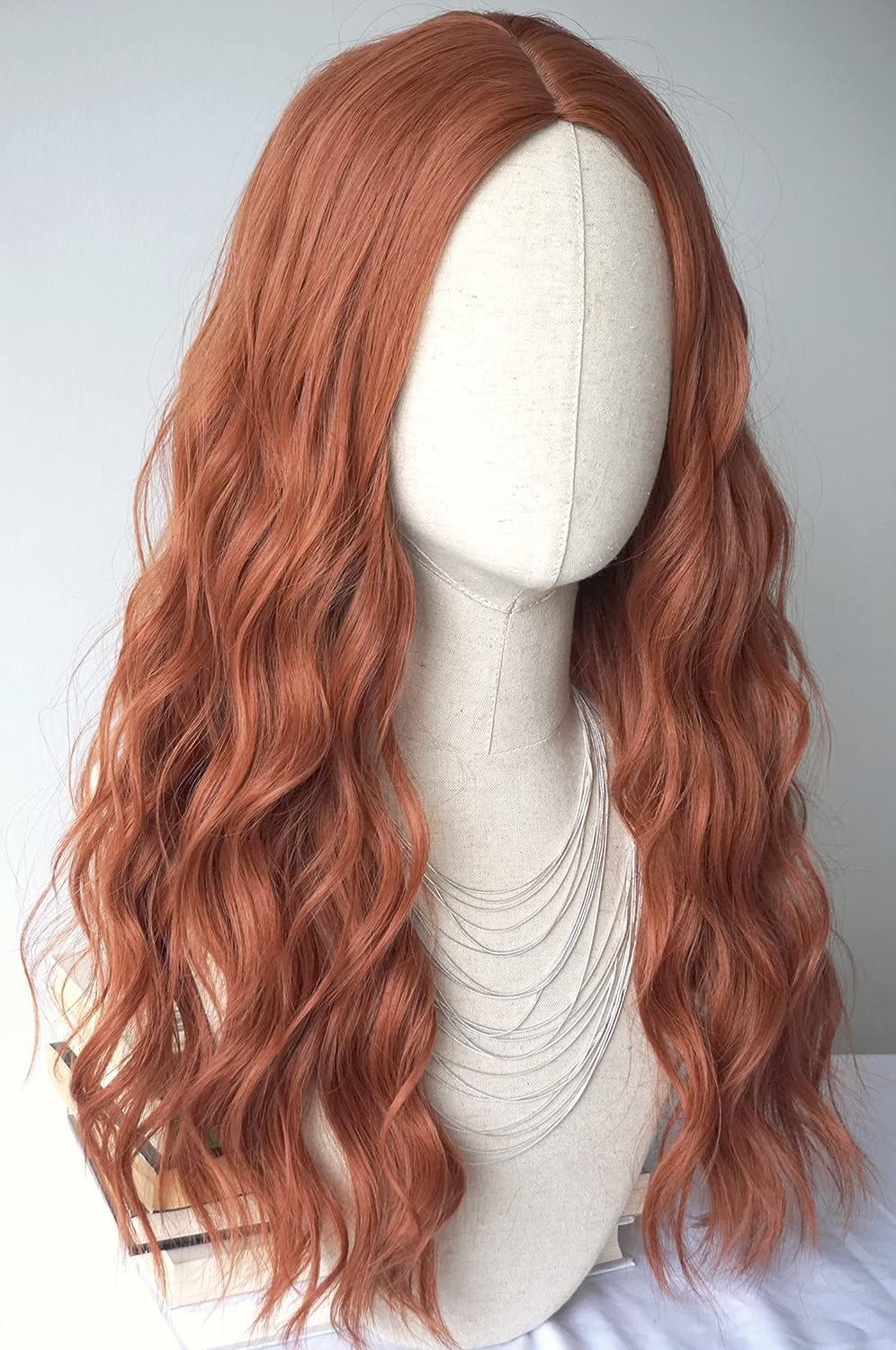 PORSMEER 21 inches The Scarlet Witch Long Copper Red Curly Costume Wigs Synthetic Wavy Auburn Wanda Vision Wig For women Cosplay Halloween Costume (Copper Red)