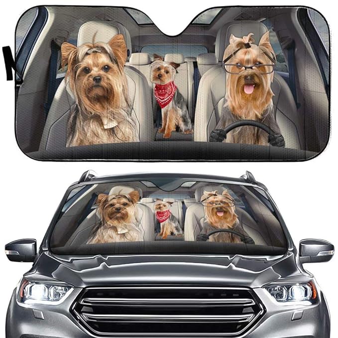 Yorkie Terrier Car Windshield Sun Shade Dog Foldable Car Front Window Sunshade,Pet