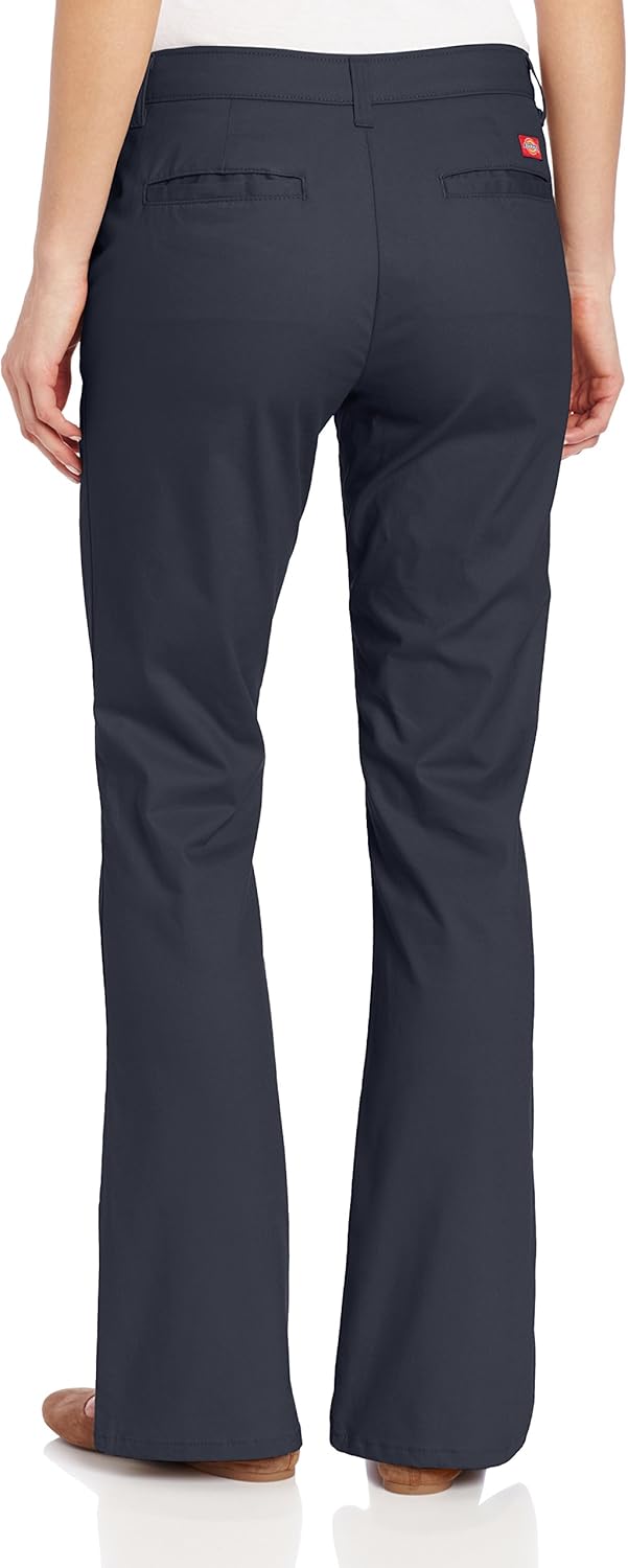 Dickies Women's Flat Front Stretch Twill Pant Slim Fit Bootcut, Dark Navy, 18 Regular at  Women’s Clothing store: Plus Size Clothing