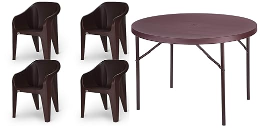 Supreme Futura Set of 4 Chairs and 1 Disc Table (Globus Browm): Amazon
