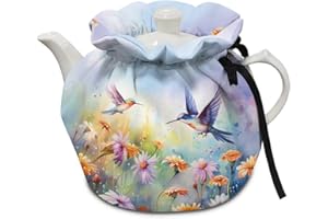 HUISEFOR Hummingbird Tea Cozy Dust Cover for Kitchen Kettle Floral Tea Pot Cosy Insulated Tea Kettle Cover Breakfast Warmer Machine Washable Kitchen Accessories