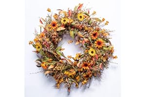 JINGHONG Fall Wreaths for Front Door 24 Inch Artificial Fall Wreath Large Autumn Wreath for Outside Wall Porch Harvest Thanksgiving Day Celebration