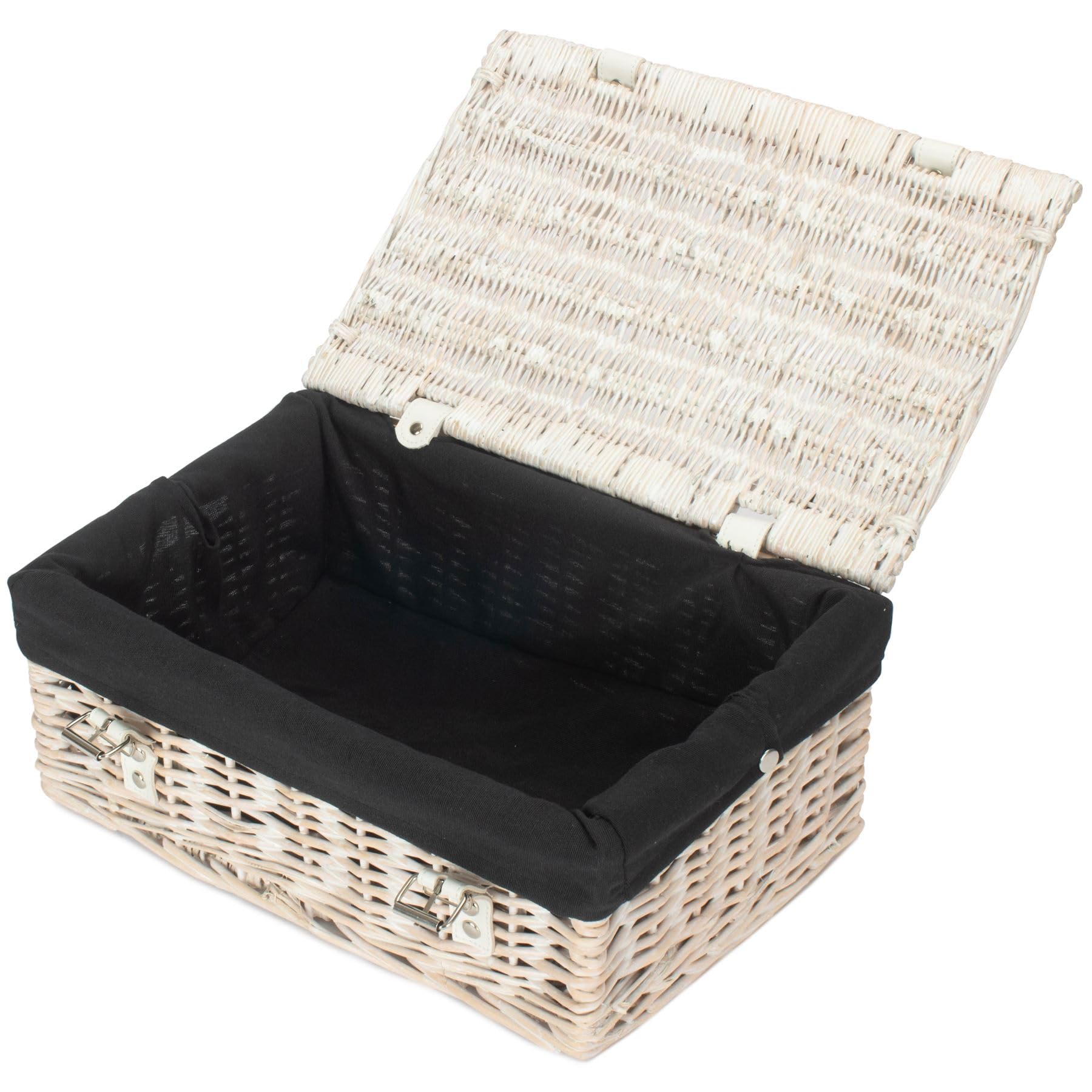 Red Hamper EH167B Wicker 35cm Empty Whitewash Picnic Basket with Back Lining