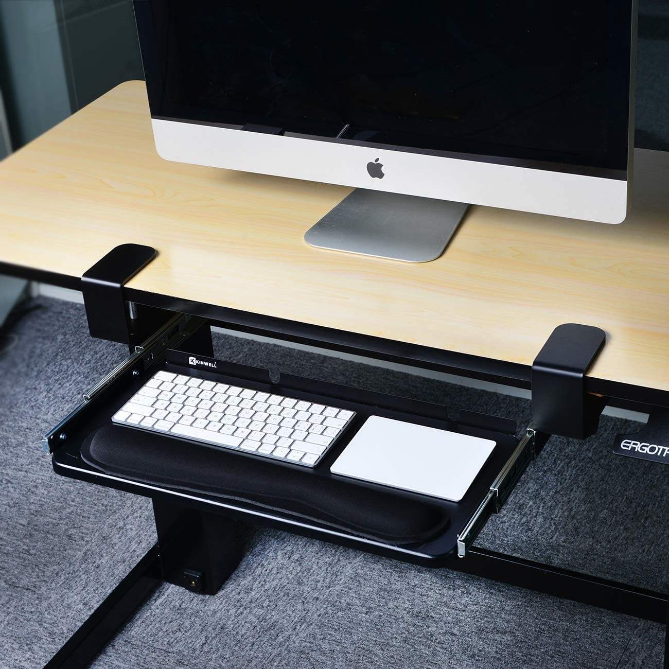 Kinwell Ergonomics Under Table Keyboard Tray Super Easy Clamp on