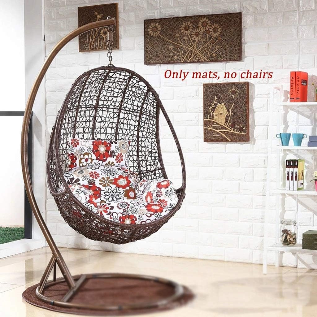 DZWLYX Chair Cushions Patio Hanging Basket Chair Cushion, Hammock Swing Seat Cushion with Pillow,Rattan Hanging Swing Chair with Stand,Cushion and Cover (Color : Variegated 4+Brown)