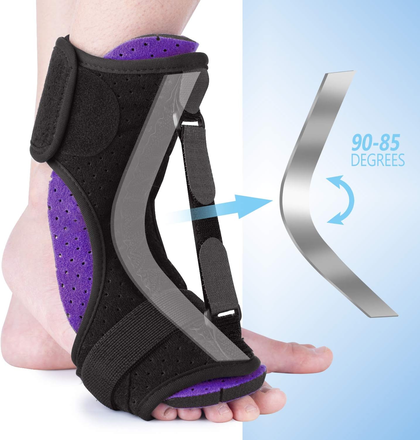 AiBast Plantar Fasciitis Night Splint, 2020 New Upgraded Purple Multi Adjustable Ankle Brace Foot Drop Orthotic Brace for Plantar Fasciitis, Arch Foot Pain, Achilles Tendonitis Support for Women, Men: Health & Personal Care