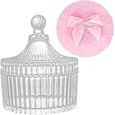 Gsteng Large Body Powder Puffs and Containers, Crystal Clear Powder Container with Soft Power Puffs, Reusable Dusting Powder Case with Washable Velvet Face Body Glitter Puffs Wet and Dry Makeup