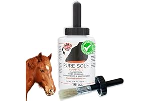 Pure Sole Hoof Oil - All Natural Hoof Conditioner for Horses with Hoof Oil Brush Applicator - Strengthens, Moisturizes and Treats Hoof Problems - 16 fl oz.