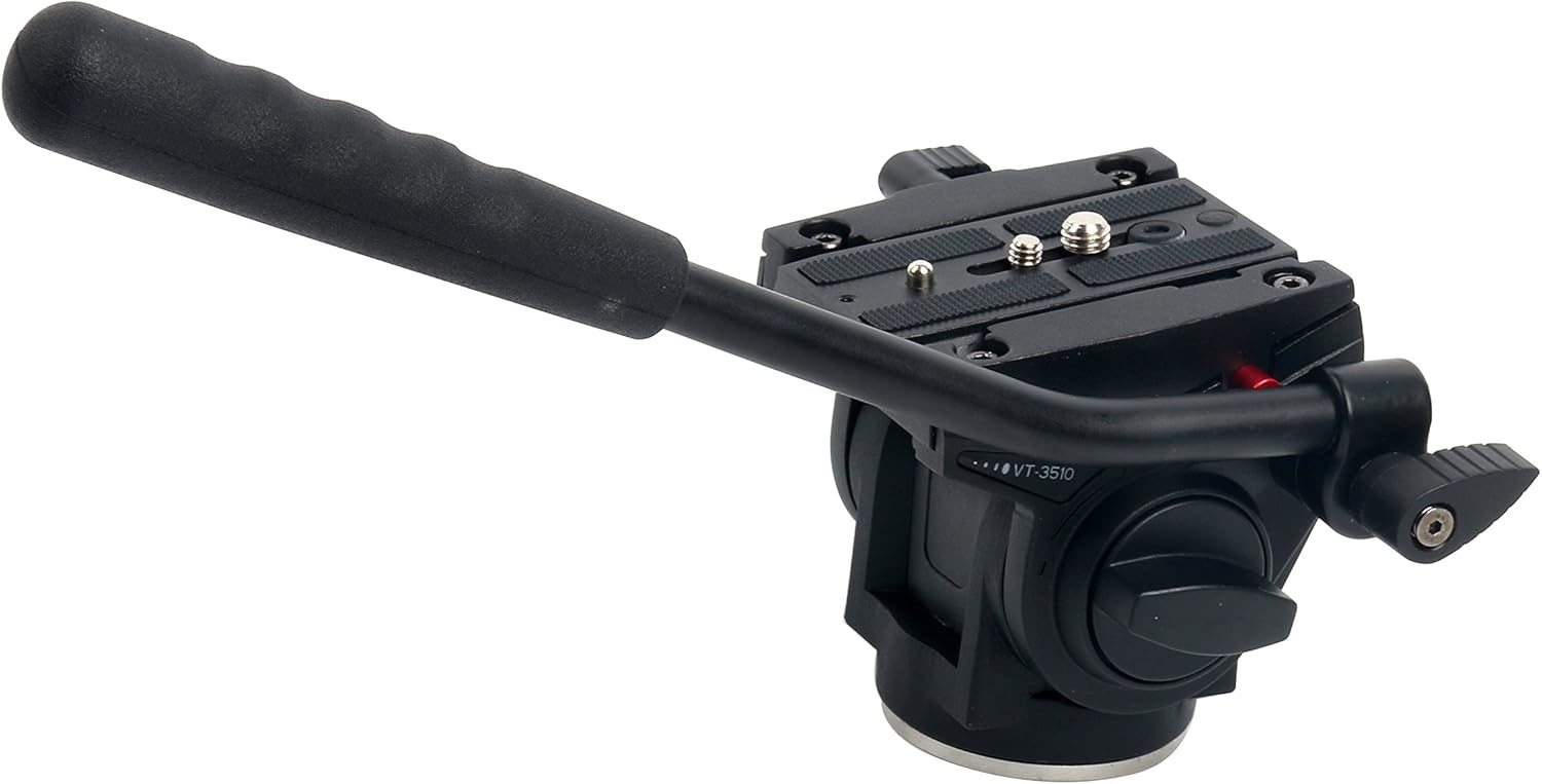 YaeCCC KINGJOY VT-3510 Heavy Duty Video Camera Tripod Fluid Drag Pan Head Sliding Plate 1/4" 3/8" Screws Compatible with Canon Nikon Sony DSLR Camera Camcorder Shooting Filming : Camera & Photo