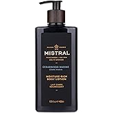 Mistral Cedarwood Marine Body Lotion for Men, Men's Lotion, 13.5 fl oz | Fast-Absorbing Moisture-Rich Body Cream with Shea Oil &amp; Squalane, Natural &amp; Paraben-Free, Masculine Scent, Made in France