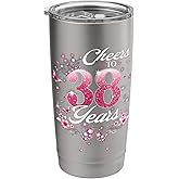 Cheers To 38 Years Old Wedding Anniversary 38th Birthday Stainless Steel Insulated Tumbler