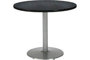KFI Seating Round Pedestal Table with Round Silver Base, Commercial Grade, 36-Inch, Graphite Nebula Laminate, Made in the USA