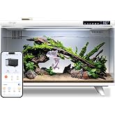 Jengu M1 5 Gallon Smart Fish Tank, App-Controlled Betta Aquarium Kit | Auto Feeder, 28dB Quiet Pump, Full-Spectrum LED, Temp Display, 2-Stage Filtration, 2.4G WiFi, White