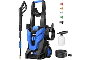 LWQ Pressure Washer, Power Washer with 4 Quick Connect Nozzles, High Pressure Cleaning Machine with Foam Cannon for Cars/Fences/Driveways/Patios/Home Cleaning, Blue