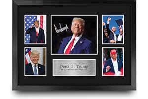 HWC Trading President Donald Trump Gifts Printed Signed Autograph Picture for Followers & Fans - 16" x 12" Framed