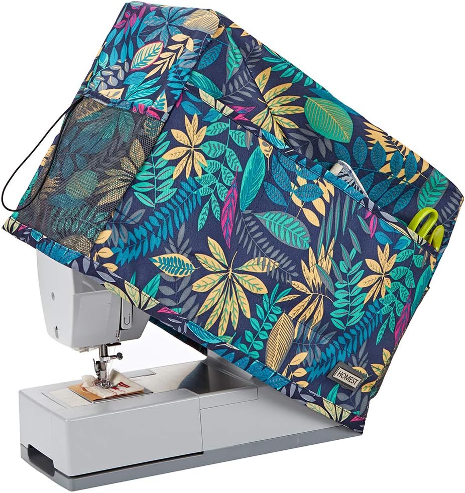 HOMEST Sewing Machine Dust Cover with Storage Pockets, Compatible with Most Standard Singer and Brother Machines, Floral (Patent Design)