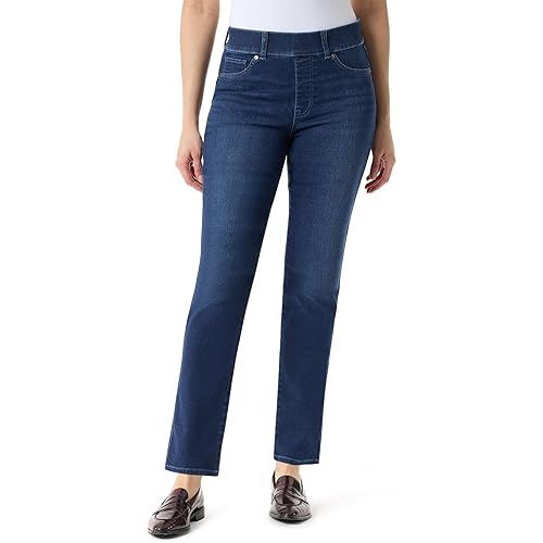 Gloria Vanderbilt Women's Shape Effect Pull On High Rise Straight Leg Jean Standard, Panorama Whiskers