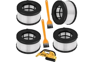 ACEANEA 4-Pack DC5151H HEPA Filter Replacement, Compatible with DEWALT Dry Wet Vacuum DC515 DCV517 DCV517B, washable and reusable filter vacuum cleaner, with cleaning brush