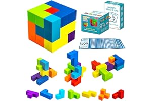 OUXIA Magnetic Building Blocks Magic Magnetic 3D Puzzle Cubes, Set of 7 Multi Shapes with 54 Guide Cards, Children's Educatio