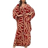 KEYLORTING Women’s Kaftan Beach Cover Up Dress Plus Size Summer Swimsuit Loungewear Maxi Dress