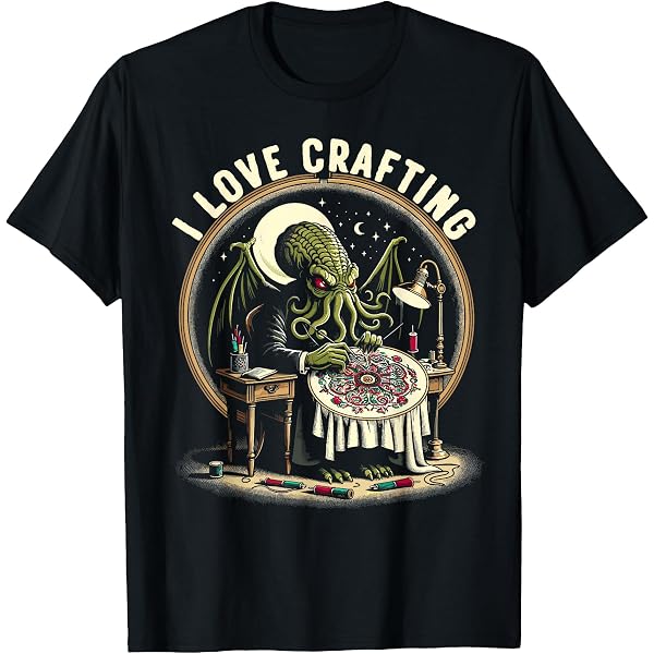 Amazon.com: Crochet Cthulhu I Love Crafting, Funny Cosmic Horror T