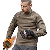 FREE SOLDIER Men's Tactical Fleece Lined Jacket Long Sleeve Crewneck Sweatshirts Pullover with Pockets Commando Sweater