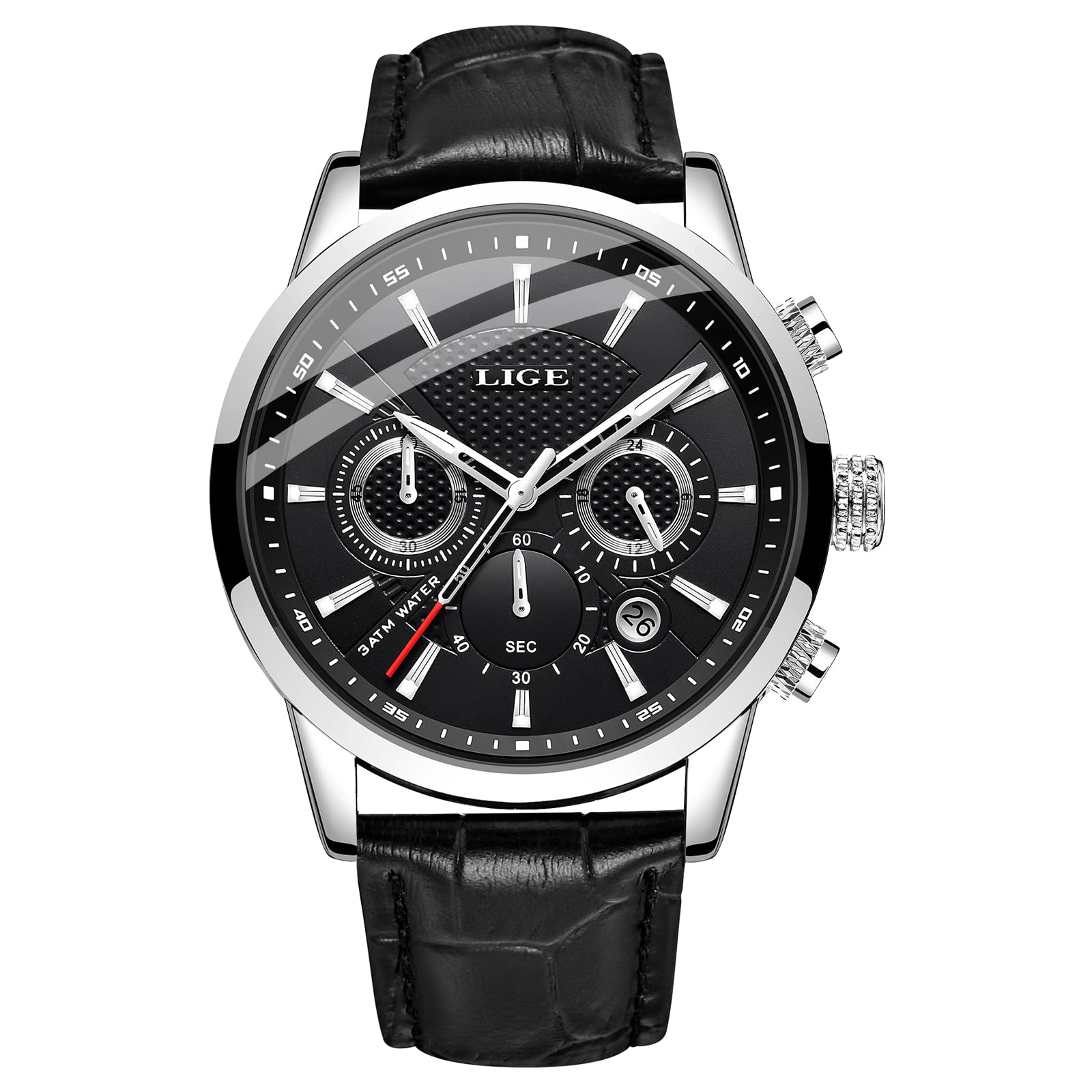 LIGE Watch Men's Fashion Sports Waterproof Analogue Quartz Stainless Steel Leather Watches Mens Bracelet โ image 1