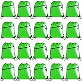 CODOBON Gym Drawstring Backpack with Zipper Pocket - Durable Cinch Sack for Swimming, Sports & Travel - Bulk Drawstring Bags for Men & Women (20, Green)