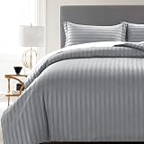MOONLIGHT20015 Double Duvet Set Reversible Stripes Satin Grey 200x200 cm view 5