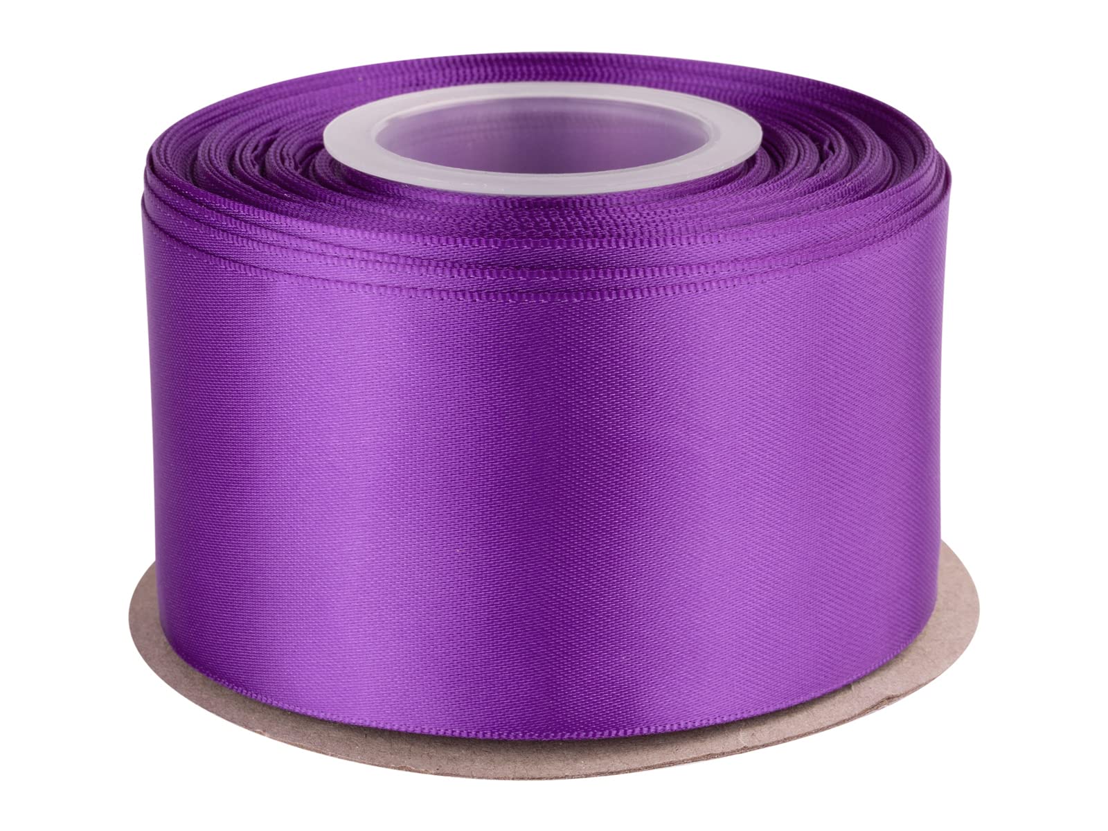 Double Faced Satin Ribbon, 50mm X 22M, Solid Polyester Craft Ribbon, Perfect for Gift Wrapping, Crafts, Wedding Party Ceremony Decoration, Floral Arrangement, Sewing (Purple)