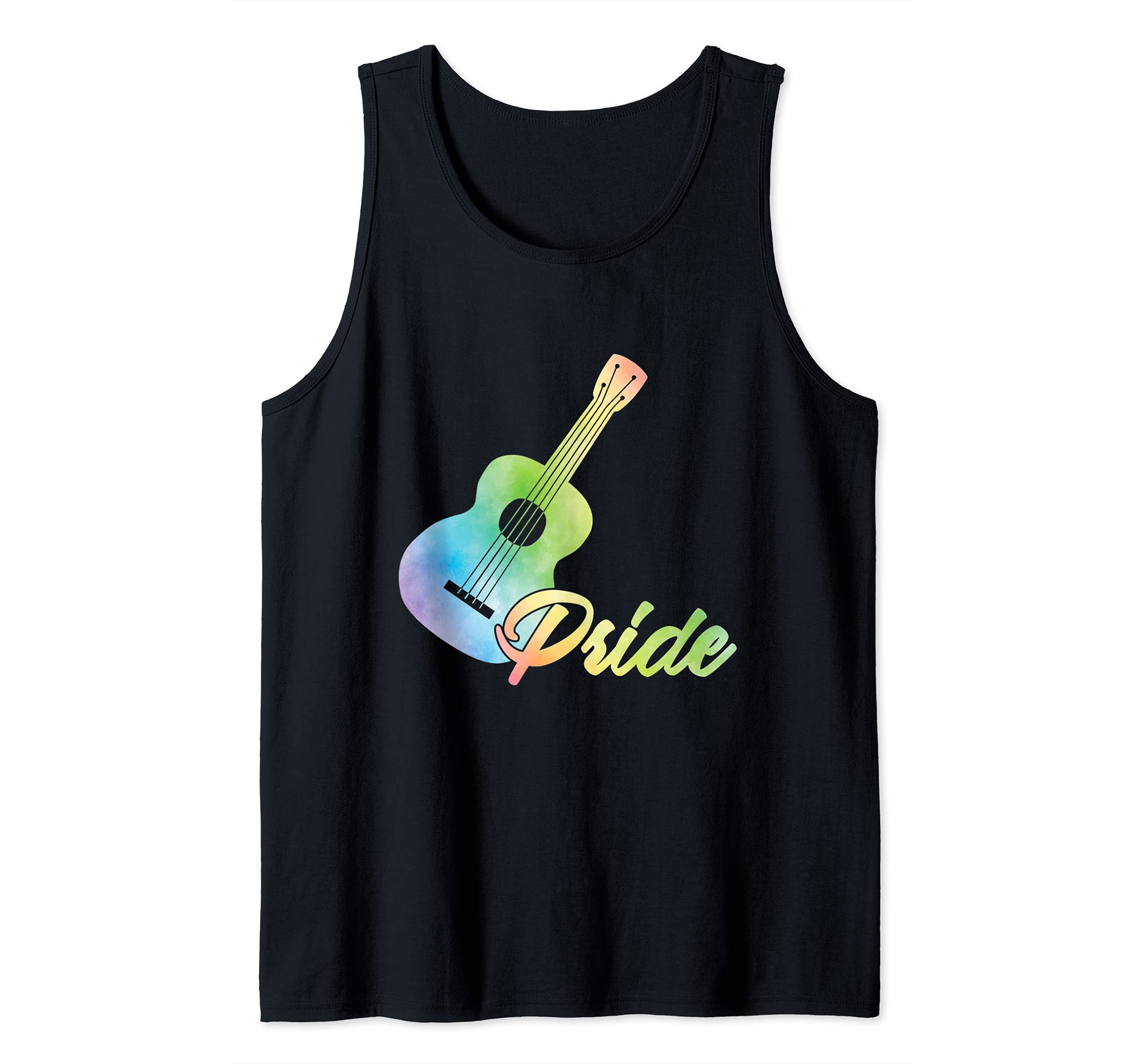 Pride Colorful Aloha Hawaiian Musician Uke Acoustic Guitar Tank Top