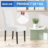 MAXIJIN Stretch Velvet Chair Covers 6 Pack White Dining Chair Slipcovers view 2