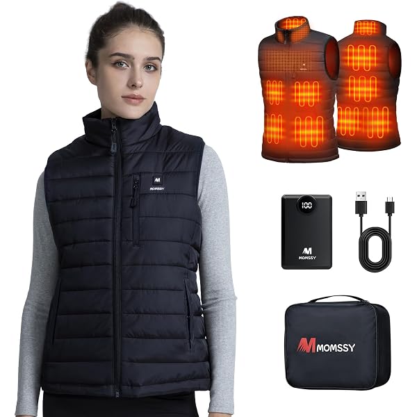TODWARM Gilet Chauffant Femme Avec Batterie 16000mAh - 15 Zones Chauffantes, Capuche Amovible, Veste Chauffante Idéale Ski, Chasse & Hiver