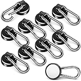 FINDMAG 10Pack Magnetic Hooks with Swivel Carabiner, 70LBS Neodymium Magnet Hooks Heavy Duty, Strong Magnetic Hooks for Hanging Magnet with Hook for Kitchen, School, Warehouse, Home