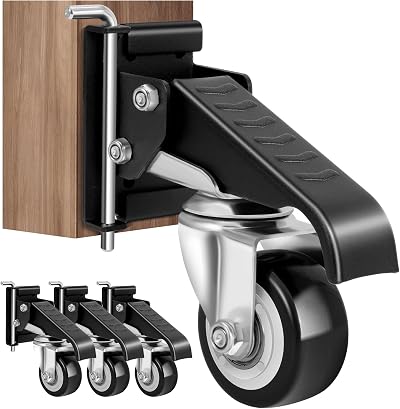 SPACECARE Workbench Casters Kit Heavy Duty Retractable 600Lb Capacity Quick