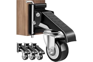 SPACECARE Workbench Casters kit 600Lbs Heavy Duty Quick Release 2 Mounting Options Retractable Workbench Stepdown Caster Wheels Adjustable Polyurethane Durable Steel Construction (Set of 4)