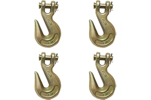 Mega Cargo Control 3/8 Inch G70 Clevis Grab Hook | Transport Safety Chain Hooks for Rigging Deck Hauler Receiver Hitches Trailer Wrecker Truck (4 - Pack)