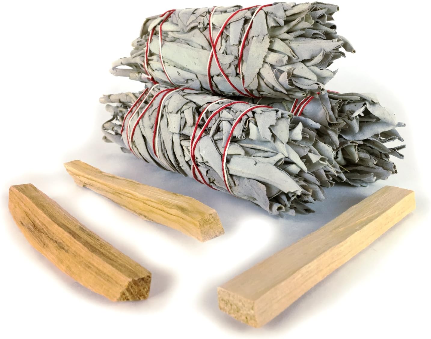 Chakra Palace 3 White Sage Smudge Sticks 4+ inches Each and 3 Palo Santo Wood 3 inches Each with Instructions