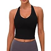 BMJL Womens Seamless Halter Tank Tops with Built in Bras V Neck Backless Sports Workout Camisole Summer 2026