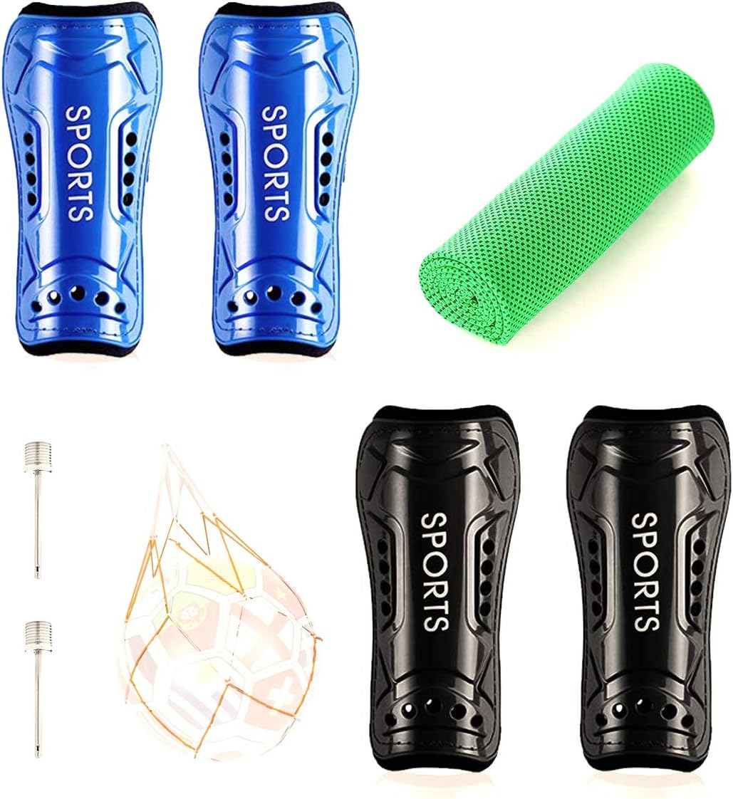 Shin Guards for Kids Youth Soccer Shin Guards 2 Pair Lightweight and Breathable Children's Calf Protectors for 3-10 Years Old Boys Girls Toddler Kids Teenagers (Black & Blue) : Sports & Outdoors
