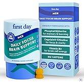 FIRST DAY Men’s Daily Nootropic Brain Supplement Gummies for Focus, Memory & Mental Energy | with Cognizin® Citicoline, Phosphatidylserine & Natural Caffeine | Vegan, Allergen-Free | 30-Day Supply