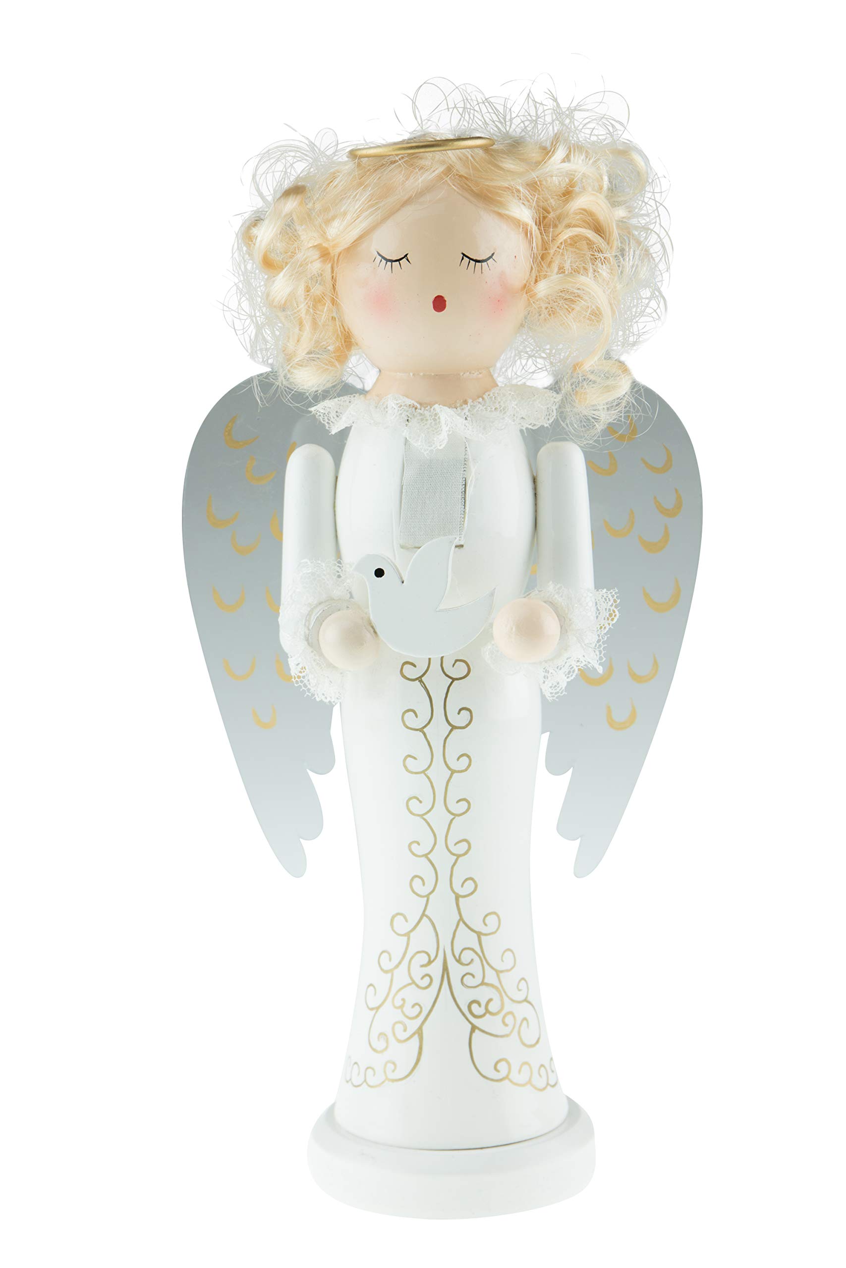 Clever Creations Wooden Blonde Angel Traditional Nutcracker | Festive Christmas Decor | Stands 10" Tall Perfect for Shelves and Tables