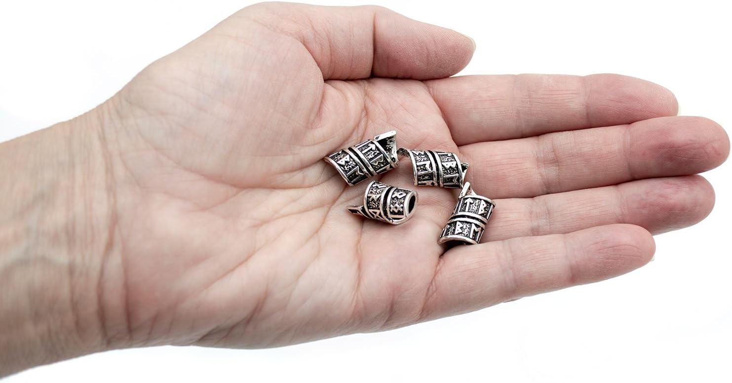 Viking Rune Beard Bead Coil Set (4-Pack) – Copper Norse Rings for Hair ...