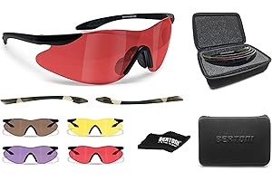 Bertoni Shooting Glasses with 4 Interchangeable AntiFog Lenses Carrying Case and Additional Arms – SH890 Italy Tactical Protective Trap Safety Glasses